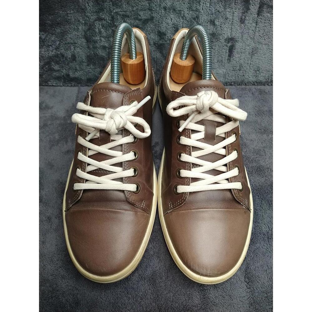 ECCO Woman's 7 Soft 7 Brown Weathered Leather Low Top Lace Up Sneakers Shoes - Picture 3 of 16